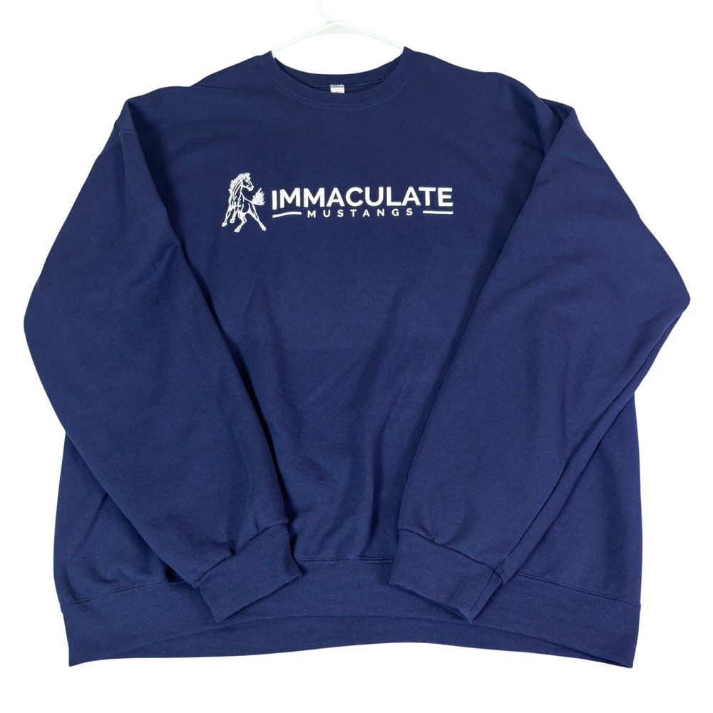 Jerzees Super Sweats Mens 2XL Navy Blue Immaculate Mustangs Crewneck Sweatshirt